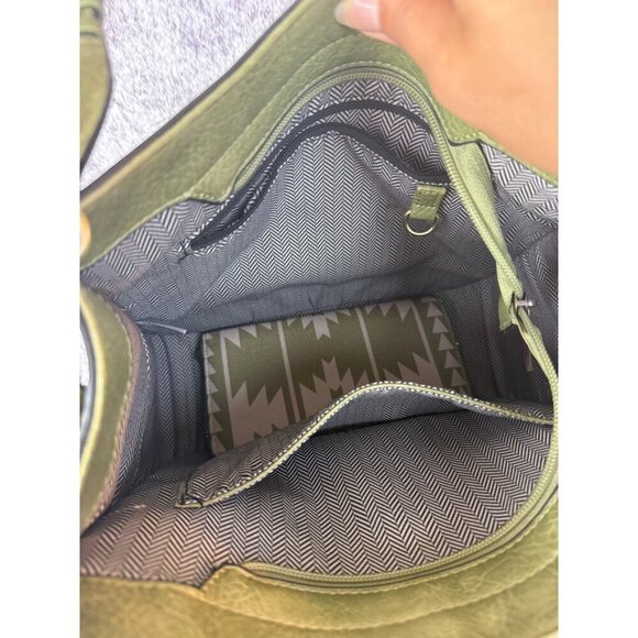 Leather Purse & Wallet Green Crossbody Tote bag Aztec Southwest Boho Tribal - Picture 7 of 16